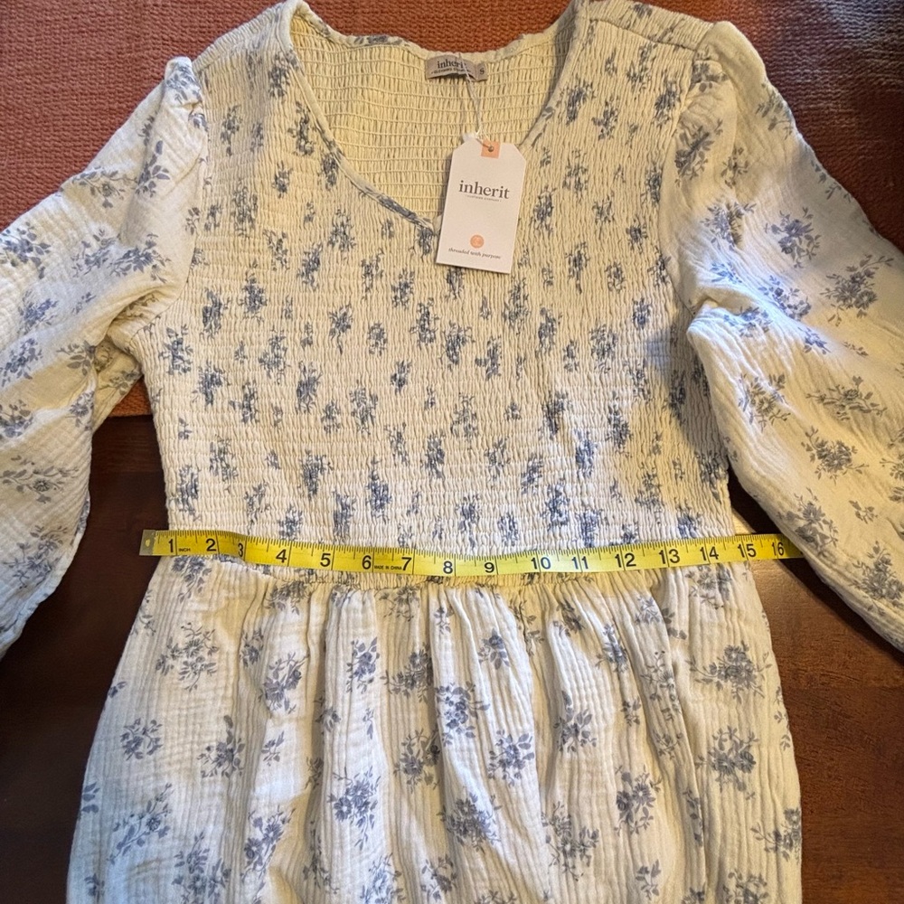 Cream Floral Long Sleeve Dress - Picture 5 of 5